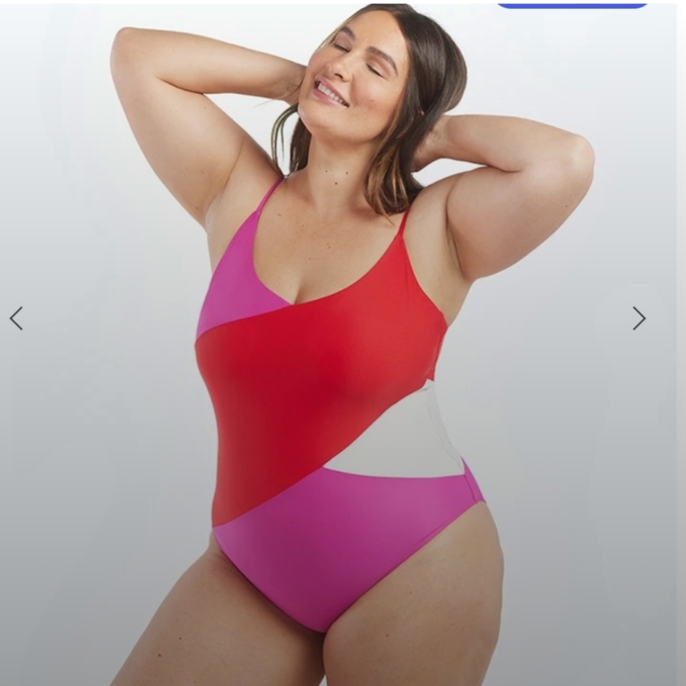 Summersalt Red and Pink One Piece Swimsuit with Colorblock Design